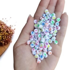 ENTREMEIO REDONDO BRANCO 6 MM LETRAS CORES NEON C/ 20G