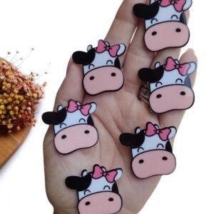 APLIQUE SUBLIMADO EM ACRÍLICO ROSTO VAQUINHA 3,5 CM UND