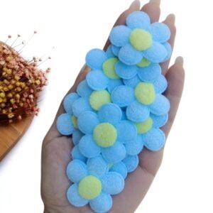 APLIQUE FLOR EM TECIDO 4 CM AZUL C/ 2 UND