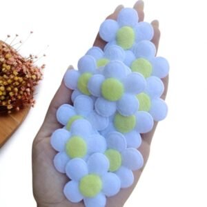 APLIQUE FLOR EM TECIDO 4 CM BRANCA C/ 2 UND