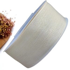 FITA ORGANZA BRILHO HOLOGRÁFICO 38 MM MARFIM - METRO