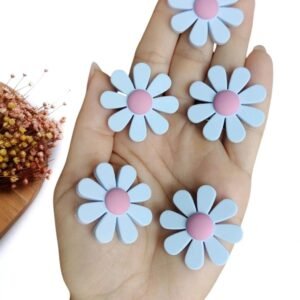 APLIQUE EMBORRACHADO FLOR 8 PÉTALAS AZUL 3,5 CM C/ 2 UND