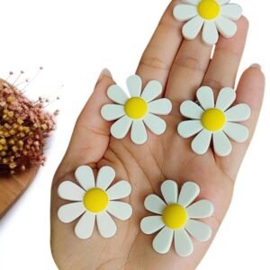 APLIQUE EMBORRACHADO FLOR 8 PÉTALAS BRANCA 3,5 CM C/ 2 UND