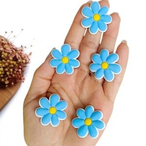 APLIQUE EMBORRACHADO FLOR  7 PÉTALAS AZUL 3 CM C/ 2 UND