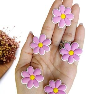 APLIQUE EMBORRACHADO FLOR  7 PÉTALAS ROSA 3 CM C/ 2 UND