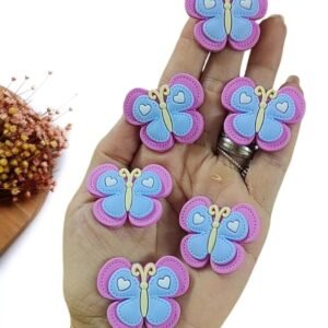 APLIQUE EMBORRACHADO BORBOLETA PESPONTO AZUL / ROSA 3,5 CM C/ 2 UND