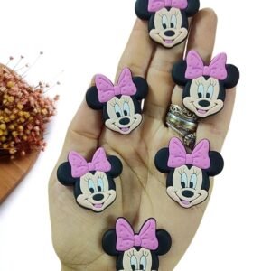 APLIQUE MINNIE LAÇO ROSA EMBORRACHADO 3,5CM C/ 2 UND