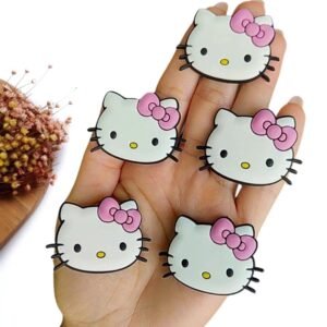 APLIQUE GATINHA HELLO KITTY EMBORRACHADA LAÇO ROSA 4,2CM C/ 2 UND