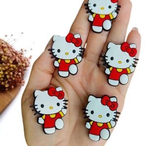 HELLO KITTY EMBORRACHADA 3,5CM ROUPA VERMELHA C/ 2 UND