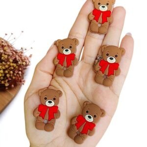 APLIQUE EMBORRACHADO URSINHO DE GRAVATA  VERMELHA 3,7 CM C/ 2 UND