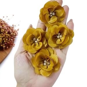 FLOR DE VOAL ORQUÍDEA 4,5 CM DOURADA UND