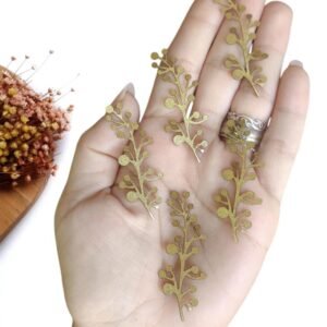 GALHO DE FOLHAS EM LONITA DOURADA  5 CM C/ 4 UND (MODELO 5)