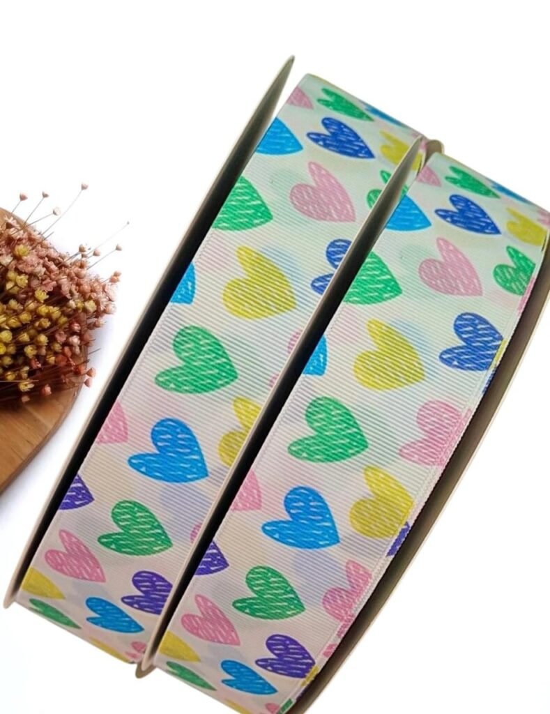 FITA GORGURÃO YAMA ESCOLAR 38 MM CORAÇÕES RABISCADOS CANDY - METRO