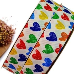 FITA GORGURÃO YAMA ESCOLAR 38 MM CORAÇÕES RABISCADOS - METRO