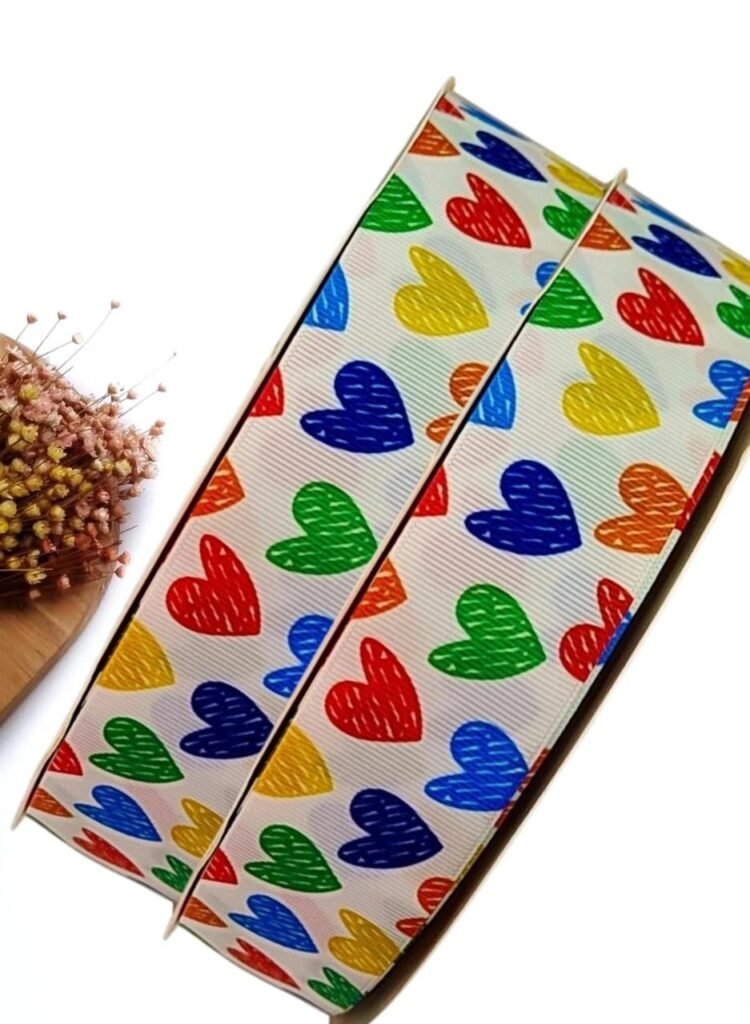 FITA GORGURÃO YAMA ESCOLAR 38 MM CORAÇÕES RABISCADOS - METRO