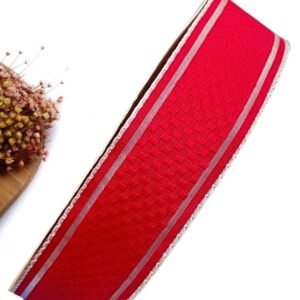 FITA QUADRICULADA BORDA DE ORGANZA 38 MM VERMELHA - METRO