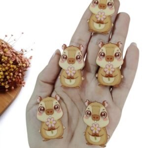 APLIQUE EM ACRÍLICO CAPIVARA C/ FLOR 4 CM UND