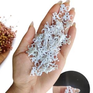 APLIQUE LETREIRO ABC EM ACRÍLICO BRANCO 2CM C/ 4 UND