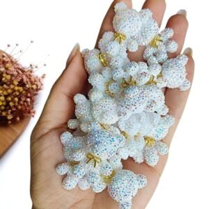 APLIQUE URSINHO EM RESINA C/ LAÇO 3,2 CM BRANCO C/ 2 UND