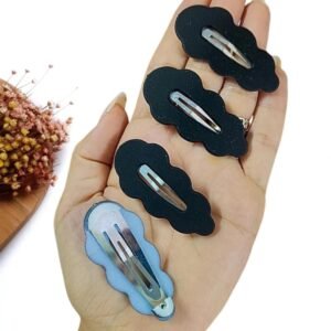 PRESILHA TIC TAC NUVEM 5,5CM PRETO C/ 2 UND