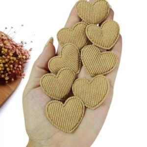 APLIQUE CORAÇÃO COTELÊ BEGE 3,5CM C/ 2 UND