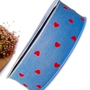 FITA GORGURÃO 38 MM PUFF CORAÇÃO AZUL JEANS – METRO