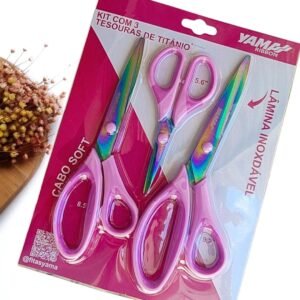 KIT TESOURAS DE TITÂNIO YAMA C/ 3 UNIDADES