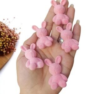 APLIQUE COELHINHO AVELUDADO 4,5 CM ROSA UND