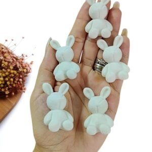 APLIQUE COELHINHO AVELUDADO 4,5 CM BRANCO UND