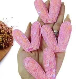 APLIQUE ORELHA DE COELHO PAETÊ 5,5CM ROSA PCT C/ 2 UND