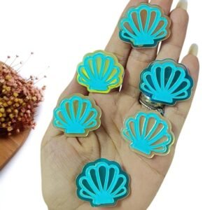 APLIQUE CONCHA EM RESINA 3,4CM AZUL C/ 2 UND