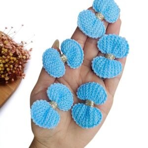 APLIQUE LACINHO EM CROCHÊ BORDA TRABALHADA 5CM AZUL C/ 2 UND