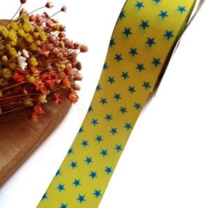 FITA ART FITAS AMARELA 38MM ESTRELAS AZUL C/ 10 METROS