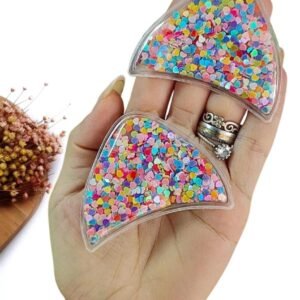 APLIQUE ORELHA DE PAETÊ C/ CORAÇÕES CANDY 6,5CM PCT C/ 2 UND