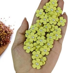 APLIQUE FLOR AMARELO C/ MIOLO PEROLADO 1,7 CM C/ 2 UND