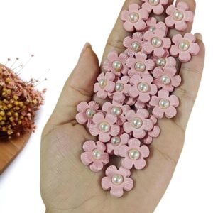 APLIQUE FLOR ROSA C/ MIOLO PEROLADO 1,7 CM C/ 2 UND