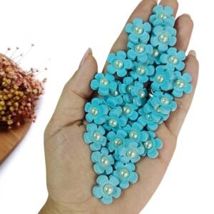 APLIQUE FLOR AZUL C/ MIOLO PEROLADO 1,7 CM C/ 2 UND