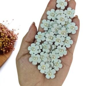 APLIQUE FLOR BRANCO C/ MIOLO PEROLADO 1,7 CM C/ 2 UND