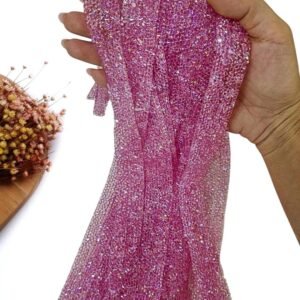 MICRO MANTA STRASS ROSA CANDY 2 FILEIRAS 1X40CM UND