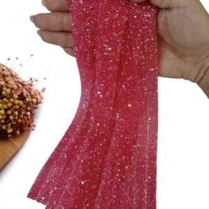 MICRO MANTA STRASS ROSA MÉDIO 2 FILEIRAS 1X40CM UND