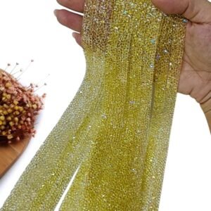 MICRO MANTA STRASS AMARELO CANDY 2 FILEIRAS 1X40CM UND