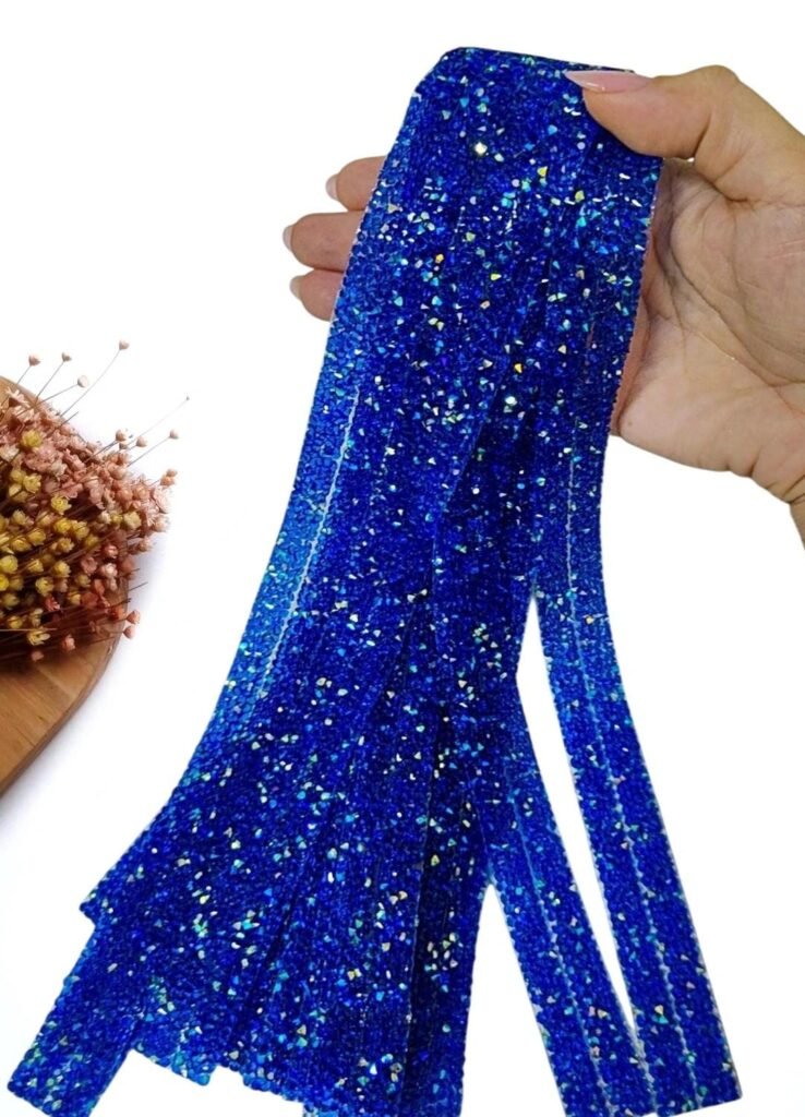 MICRO MANTA STRASS AZUL BIC 2 FILEIRAS 1X40CM UND