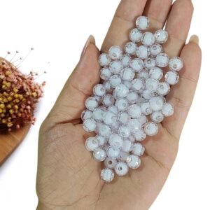 PÉROLA TRANSPARENTE 8MM BRANCA TEXTURIZADA C/ 20G