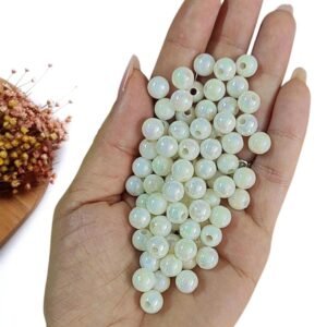 BOLA LEITOSA IRISADA 8 MM BRANCA C/ 20G