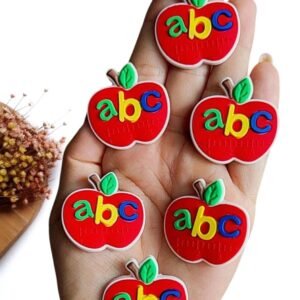 APLIQUE EMBORRACHADO MAÇÃ ABC 3,5 CM VERMELHA C/ 2 UND