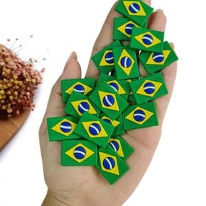 APLIQUE EMBORRACHADO COPA BANDEIRA DO BRASIL G (1,7X2,5) CM C/ 4 UND