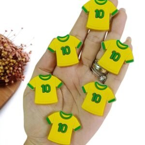 APLIQUE EMBORRACHADO COPA CAMISA 10 AMARELA 3,5 CM C/ 2 UND