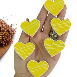 CORAÇÃO EMBORRACHADO 38MM COPA LISTRAS AMARELO C/ 2 UND