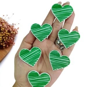 CORAÇÃO EMBORRACHADO 3,7CM COPA LISTRAS VERDE BANDEIRA C/ 2 UND