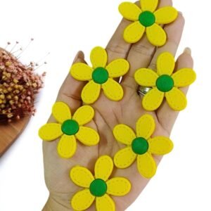 APLIQUE EMBORRACHADO COPA FLOR PESPONTADA AMARELO 4CM C/ 2 UND